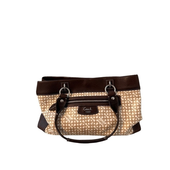 Coach Penelope Op Art Brown Leather Coated Canvas Purse - Picture 2 of 16